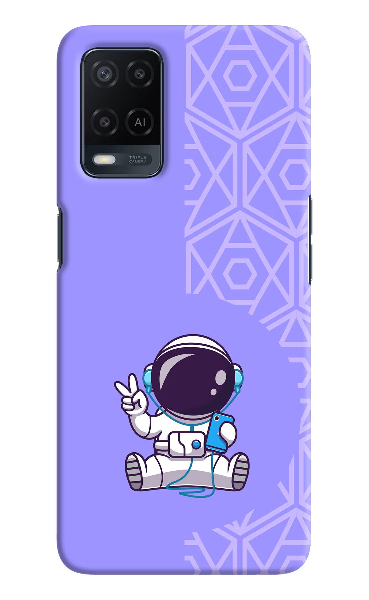 Cute Astronaut Chilling Oppo A54 Hard Case Back Cover by Casekaro