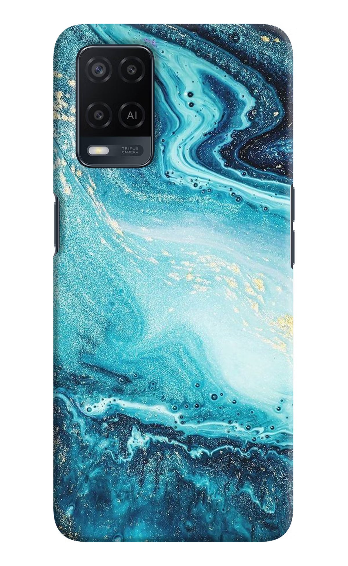 Blue Glitter Marble Oppo A54 Hard Case Back Cover by Casekaro