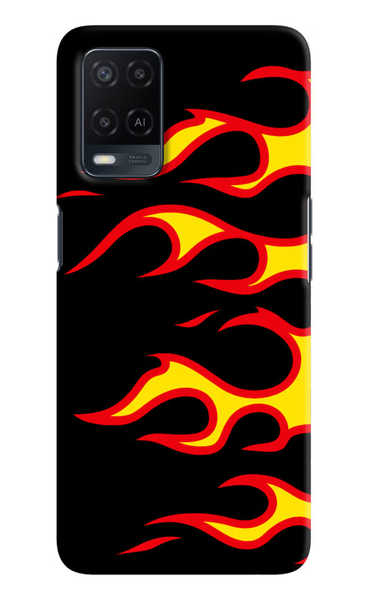 Side Sweep Flames Oppo A54 Hard Case Back Cover by Casekaro