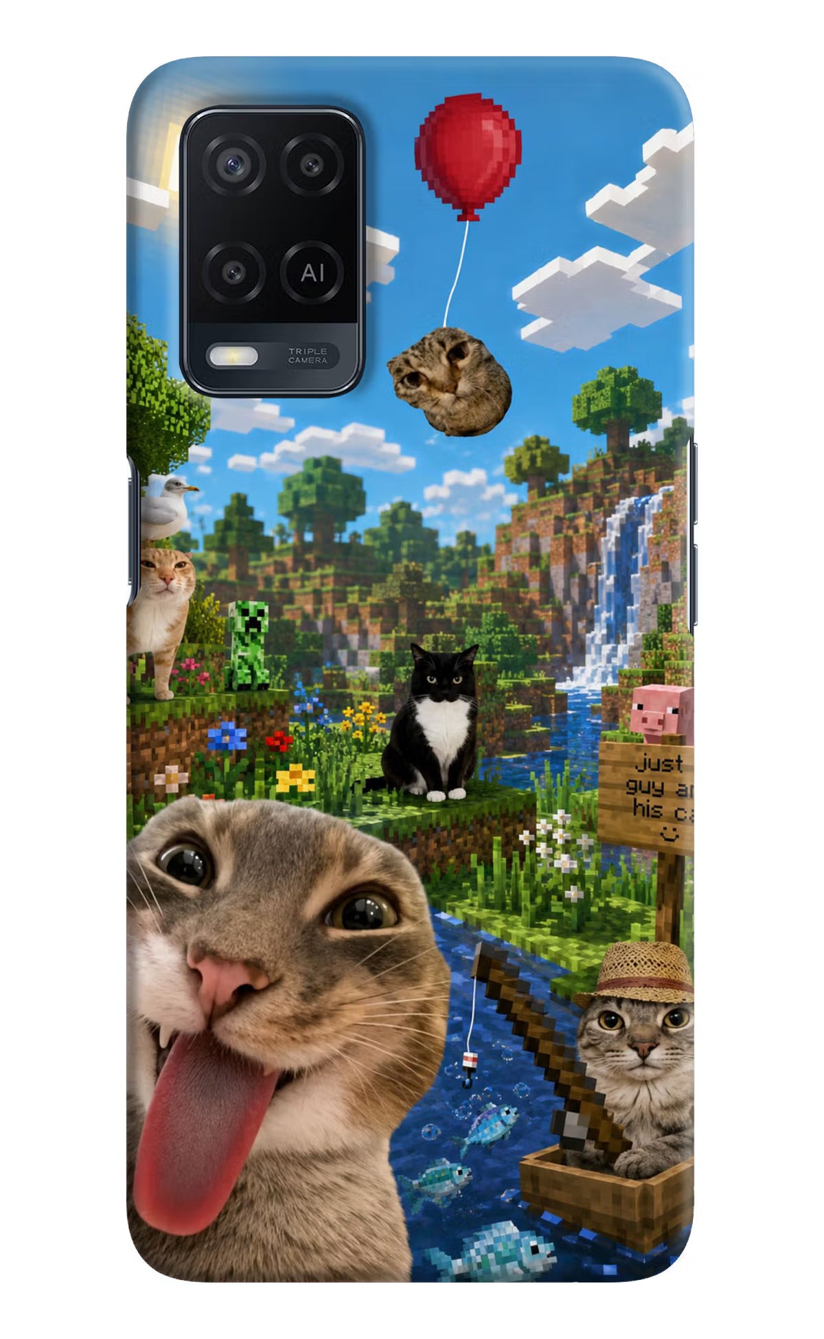 Minecraft Cat Chaos Oppo A54 Back Cover