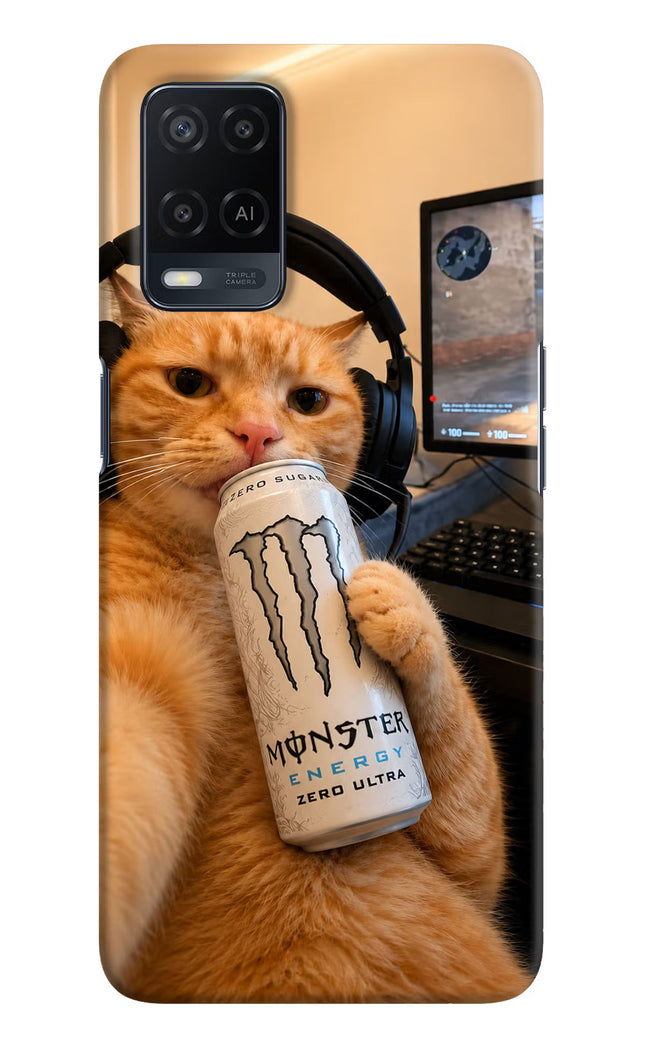 Gamer Cat Energy Oppo A54 Hard Case Back Cover by Casekaro