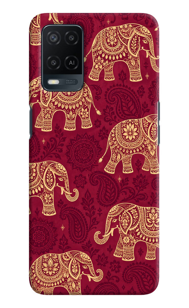 Maroon Elephant Oppo A54 Hard Case Back Cover by Casekaro
