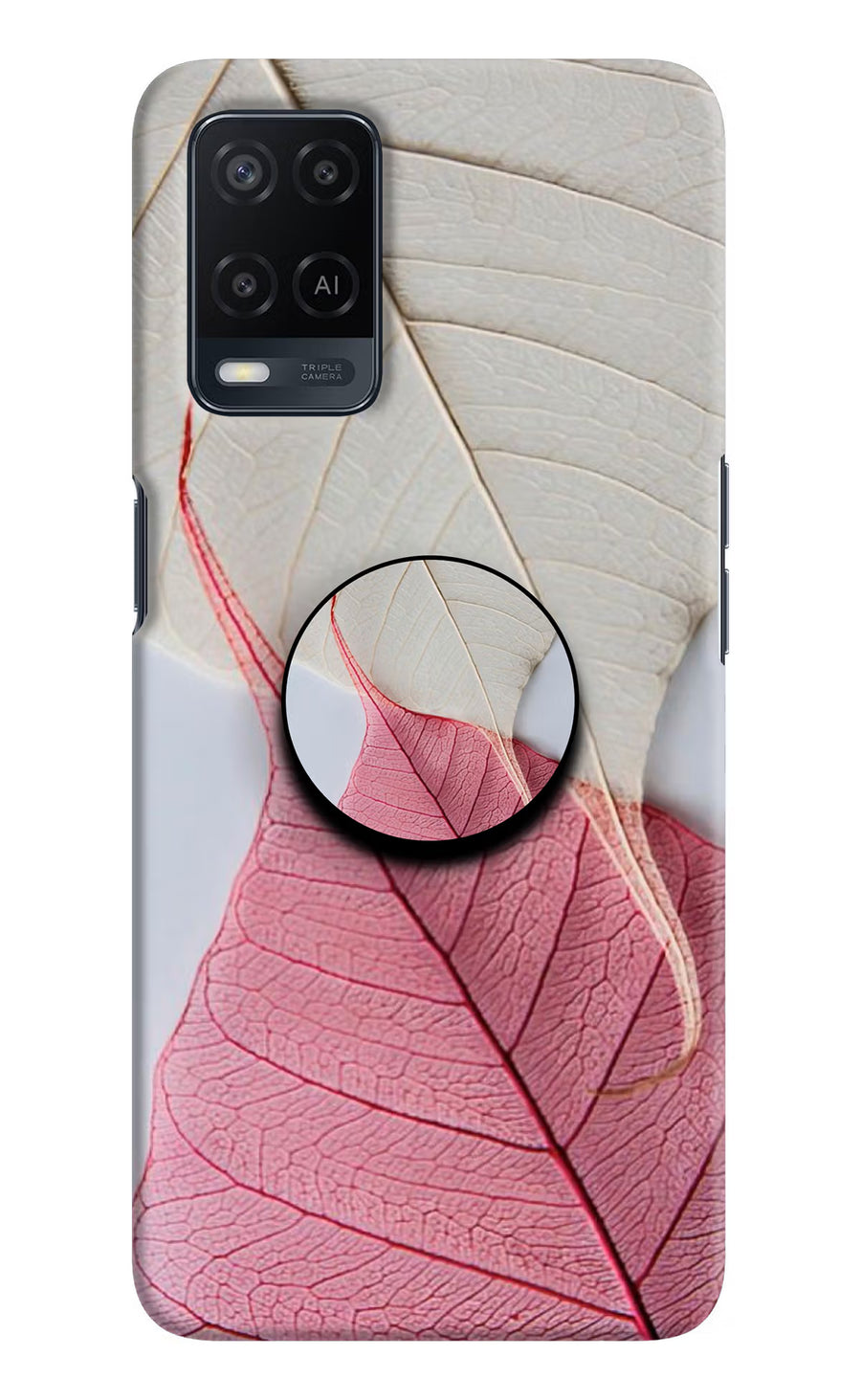 White Pink Leaf Oppo A54 Pop Case, Hard case