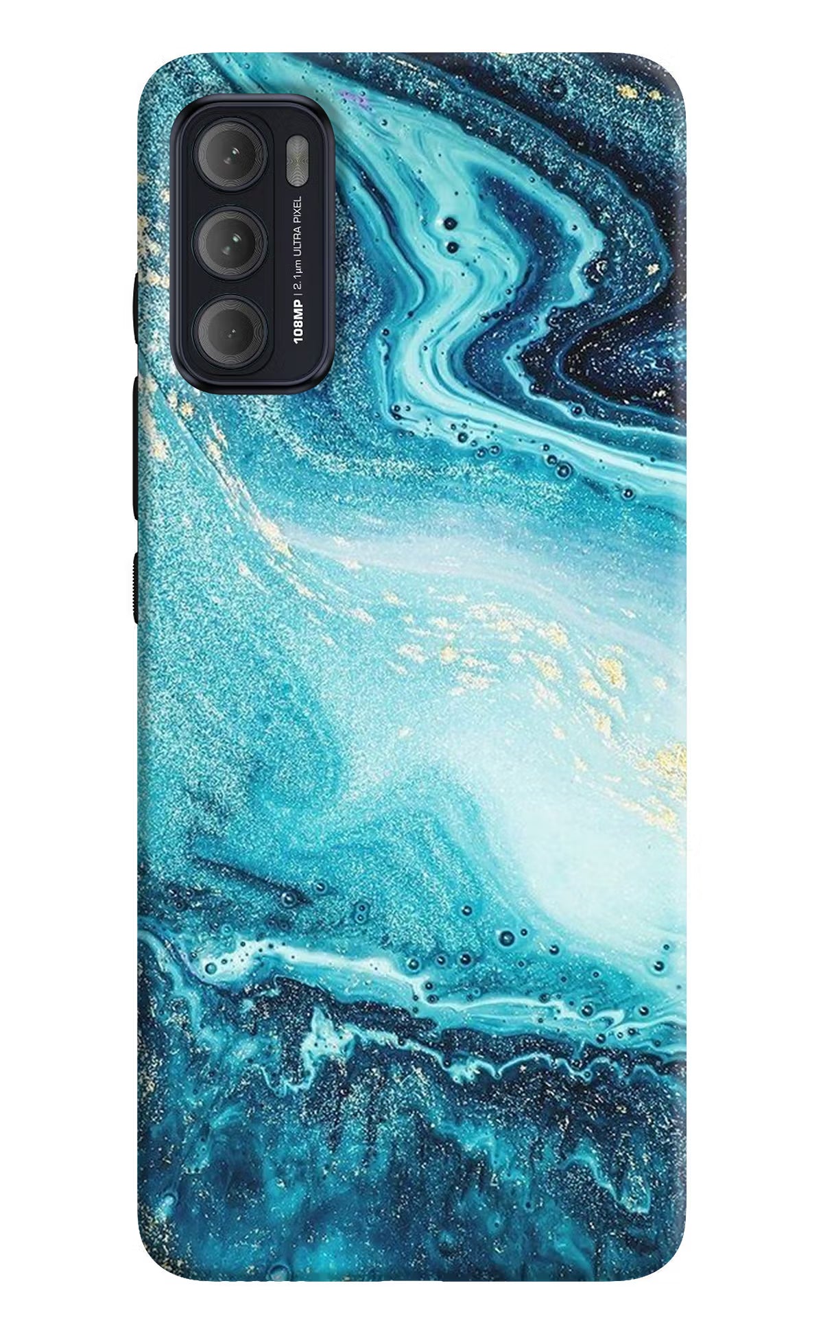 Blue Glitter Marble Moto G60/G40 Fusion Back Cover