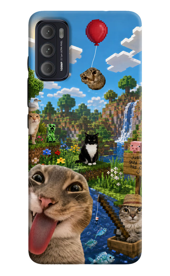 Minecraft Cat Chaos Moto G60/G40 Fusion Hard Case Back Cover by Casekaro