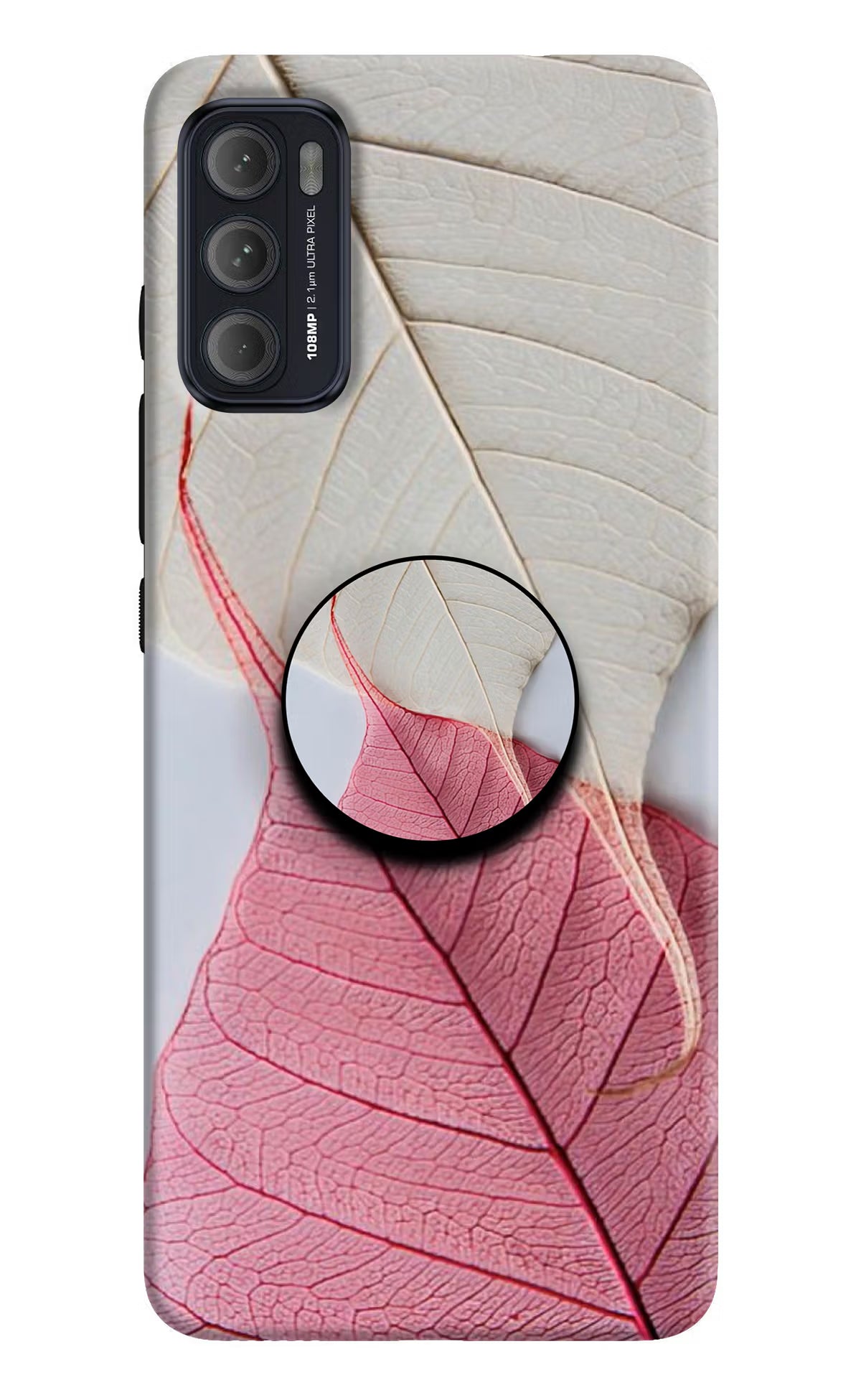 White Pink Leaf Moto G60/G40 Fusion Pop Case