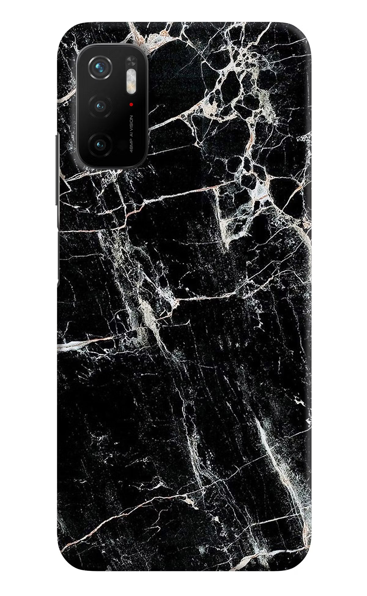 Black Marble Texture Poco M3 Pro 5G Hard Case Back Cover by Casekaro