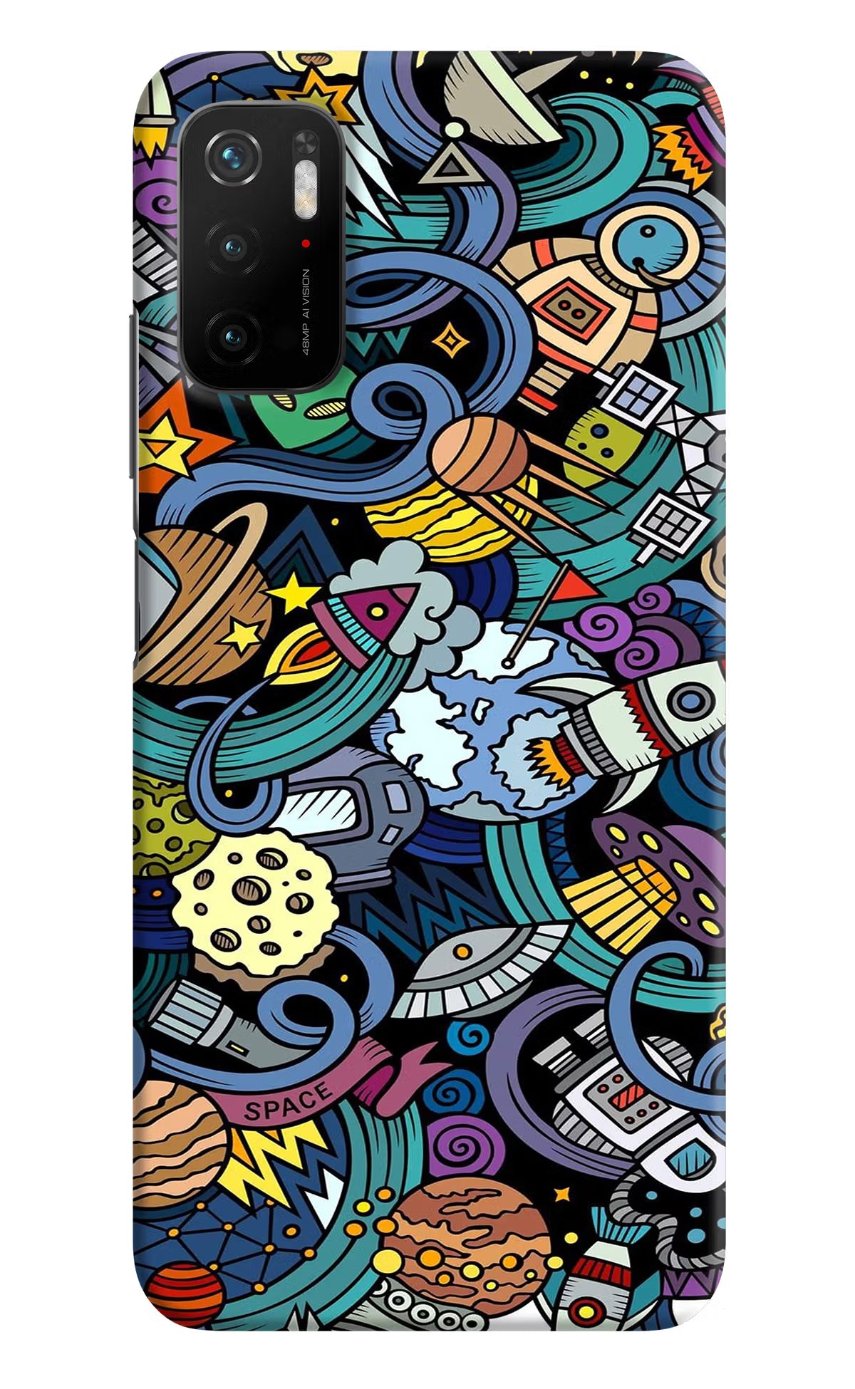 Space Abstract Poco M3 Pro 5G Hard Case Back Cover by Casekaro