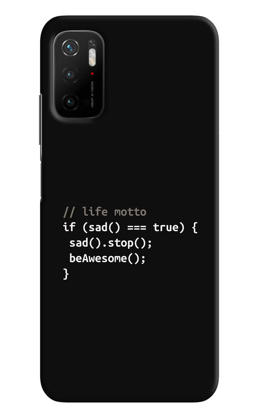 Life Motto Code Poco M3 Pro 5G Hard Case Back Cover by Casekaro