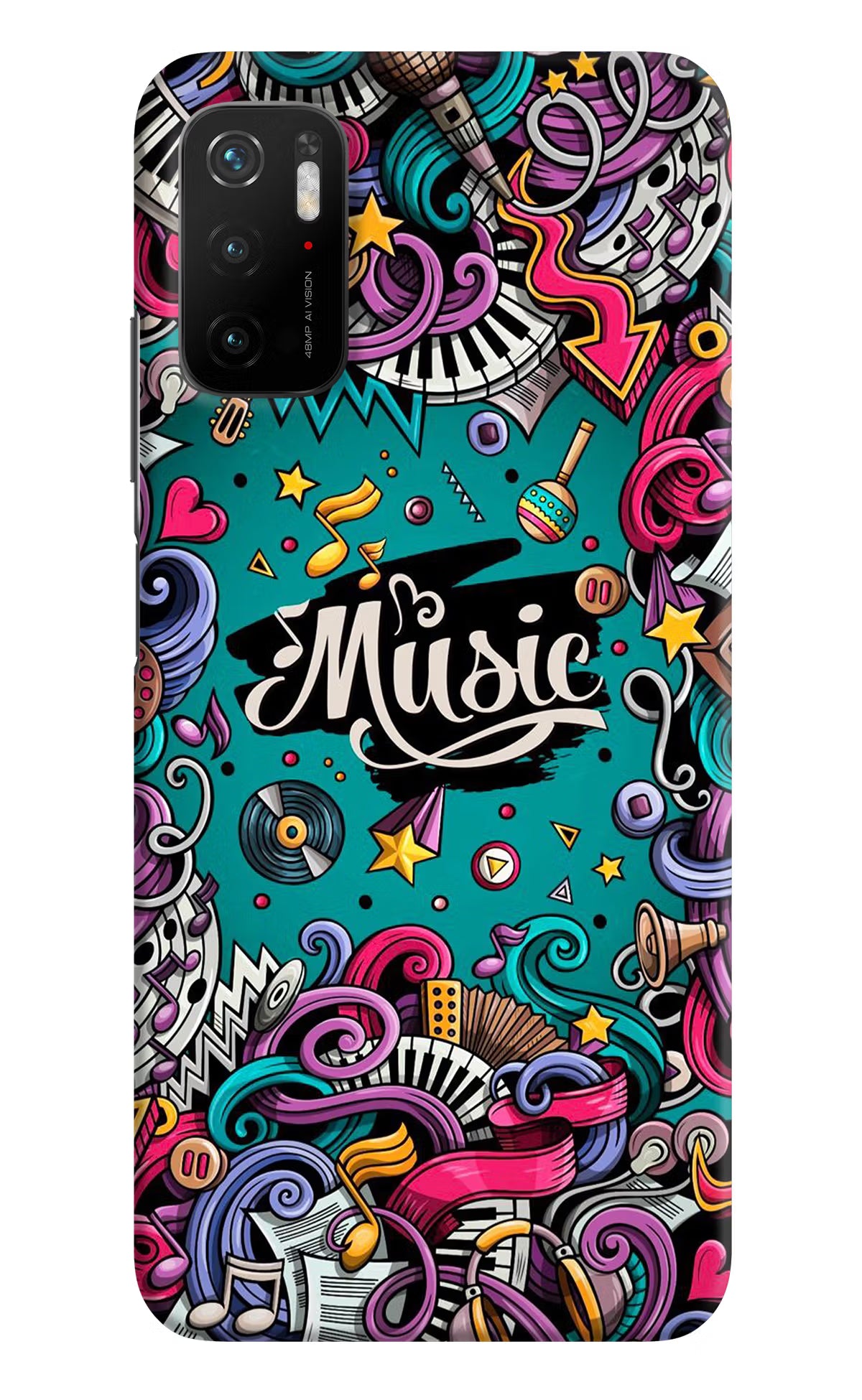 Music Graffiti Poco M3 Pro 5G Hard Case Back Cover by Casekaro