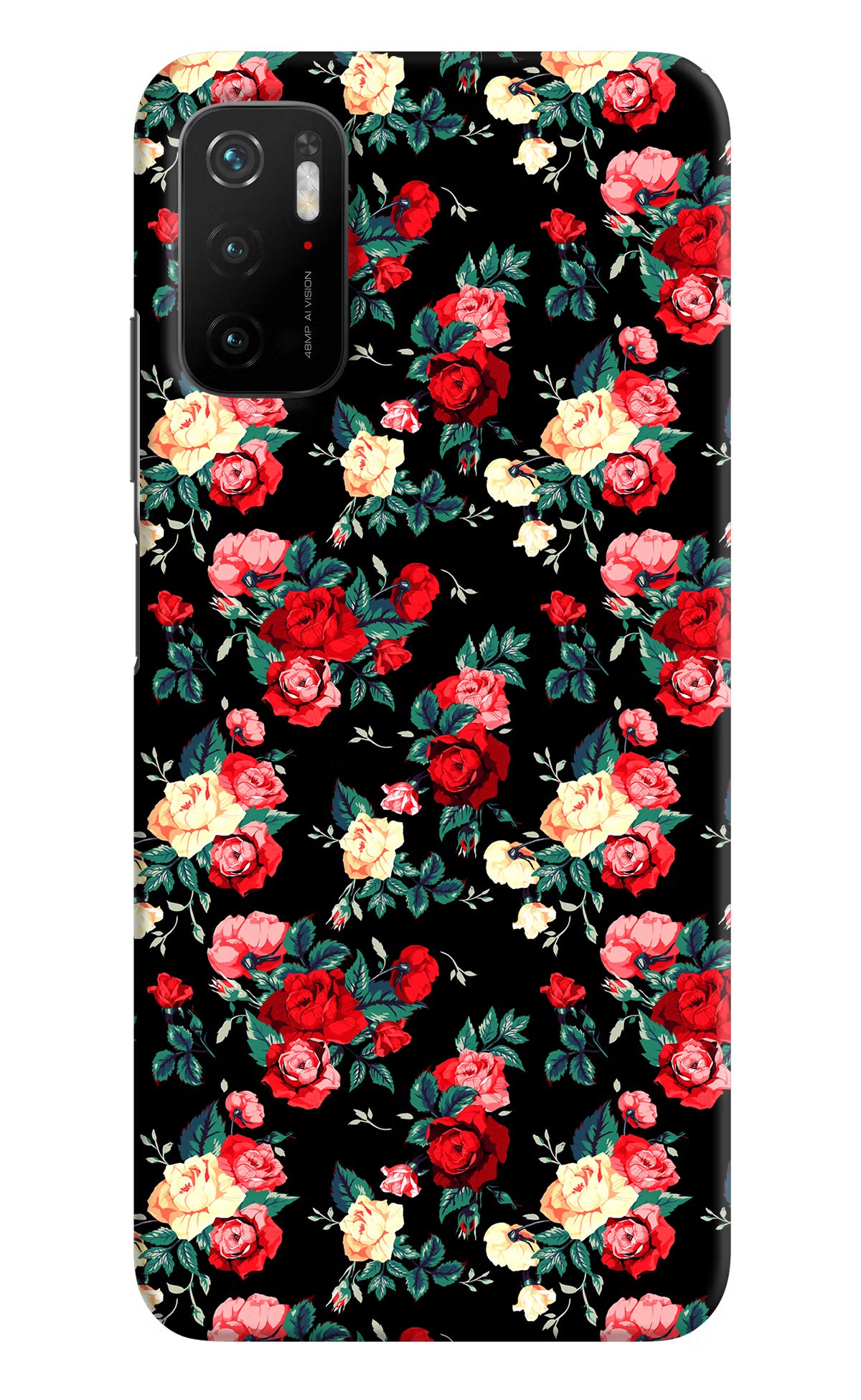 Rose Pattern Poco M3 Pro 5G Hard Case Back Cover by Casekaro