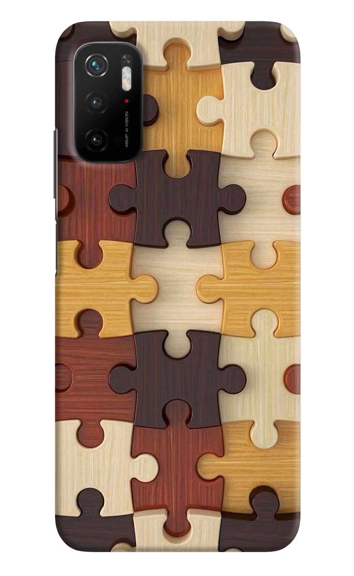 Wooden Puzzle Poco M3 Pro 5G Hard Case Back Cover by Casekaro