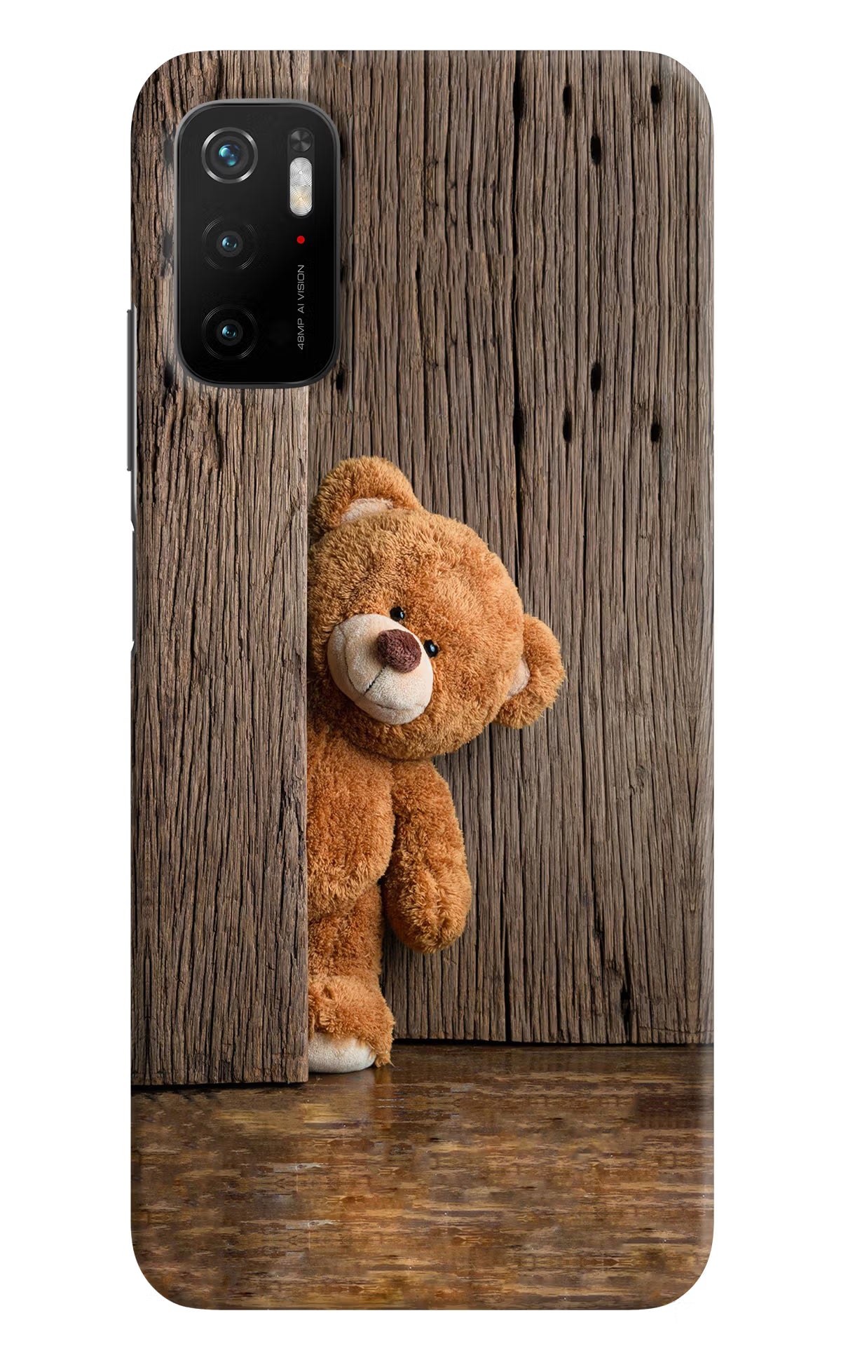 Teddy Wooden Poco M3 Pro 5G Hard Case Back Cover by Casekaro