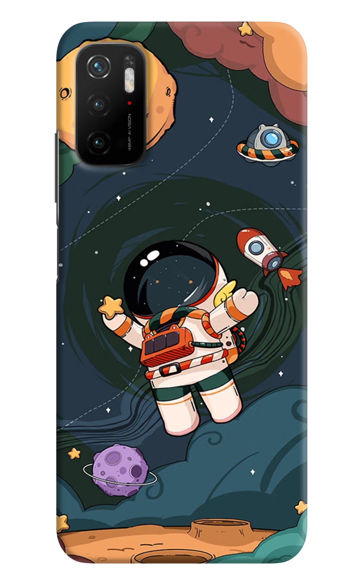 Cartoon Astronaut Poco M3 Pro 5G Hard Case Back Cover by Casekaro
