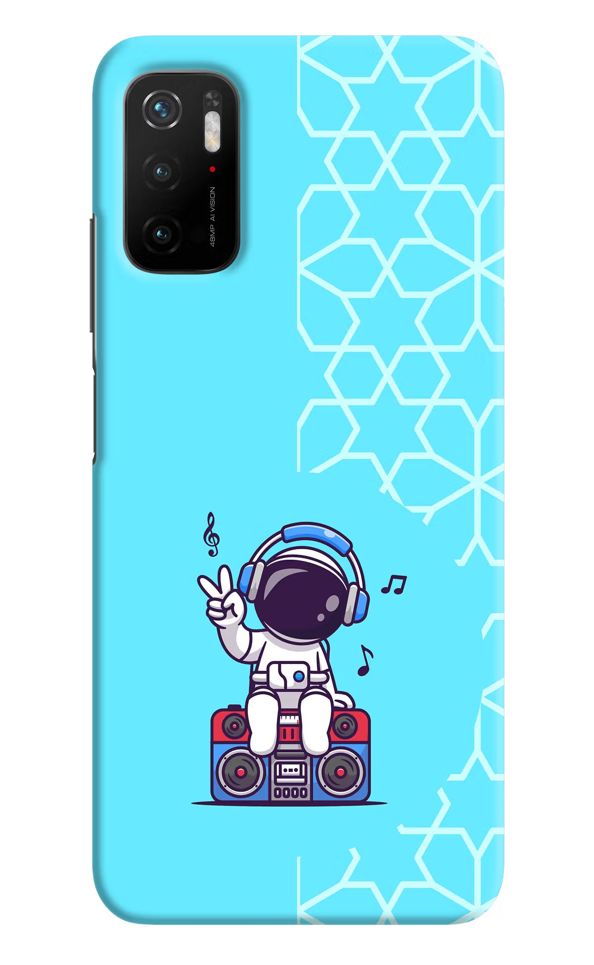 Cute Astronaut Chilling Poco M3 Pro 5G Hard Case Back Cover by Casekaro