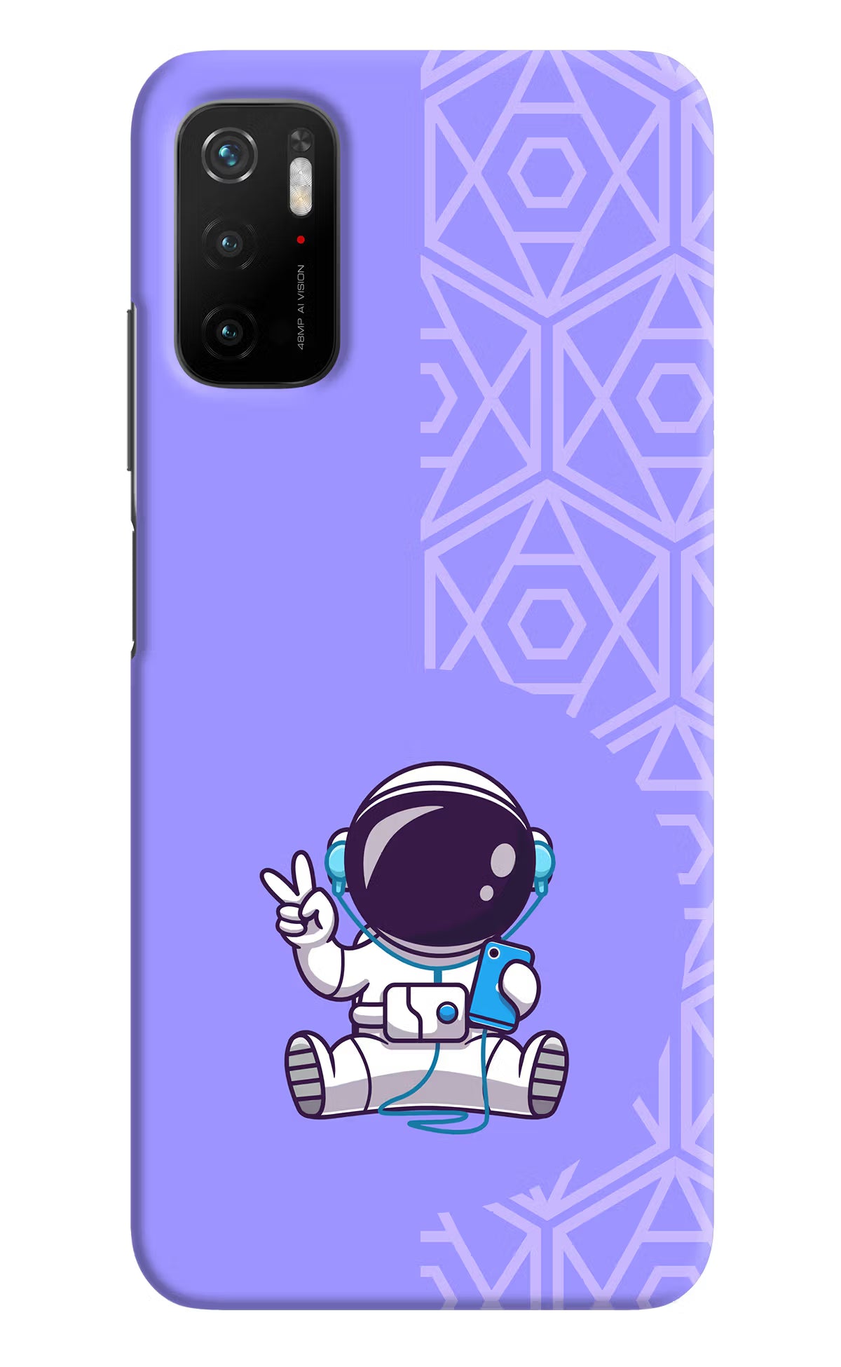 Cute Astronaut Chilling Poco M3 Pro 5G Hard Case Back Cover by Casekaro