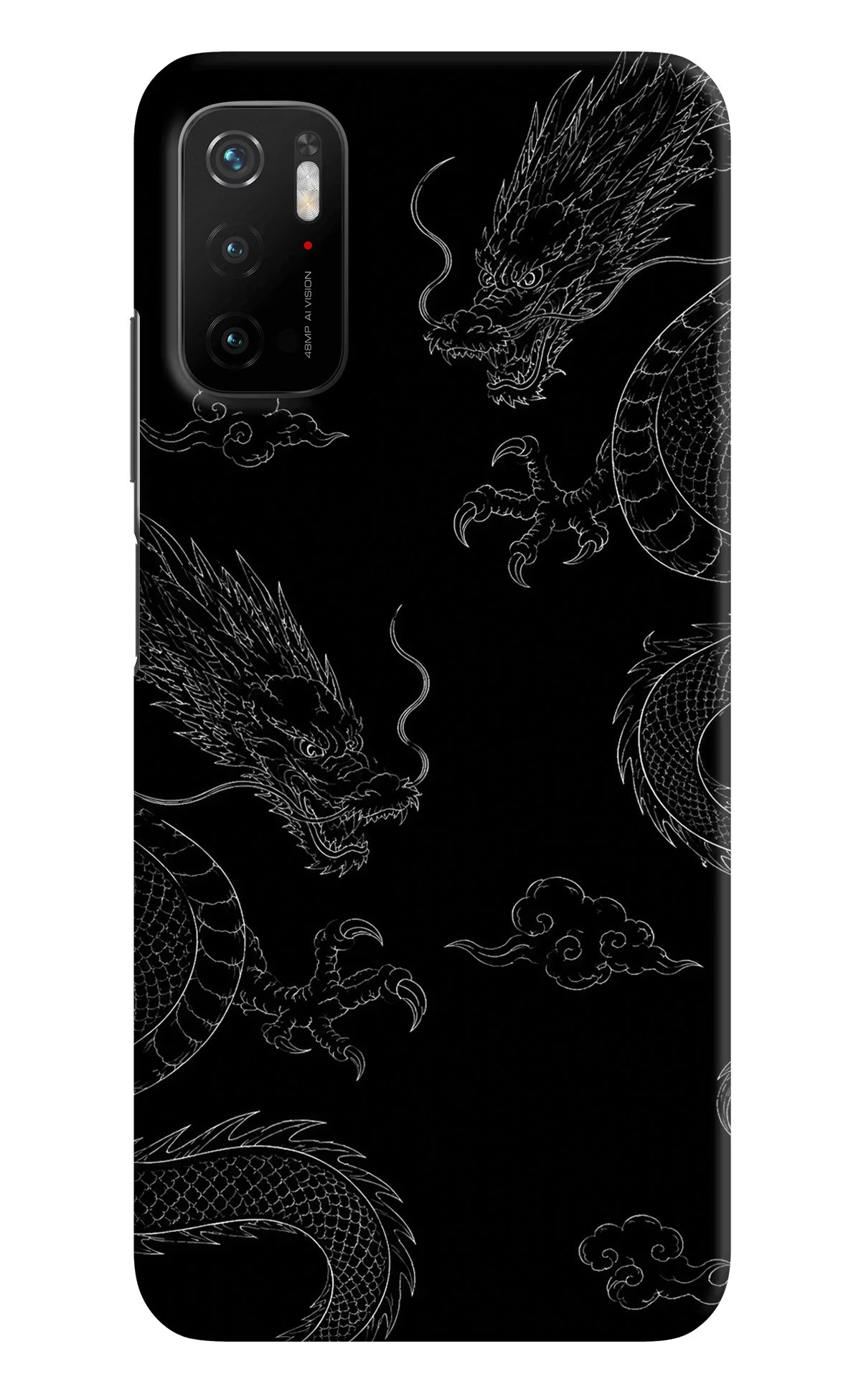Twin Dragons Poco M3 Pro 5G Hard Case Back Cover by Casekaro
