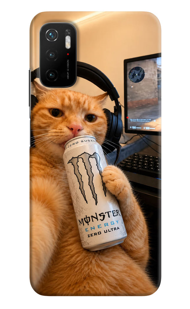 Gamer Cat Energy Poco M3 Pro 5G Hard Case Back Cover by Casekaro