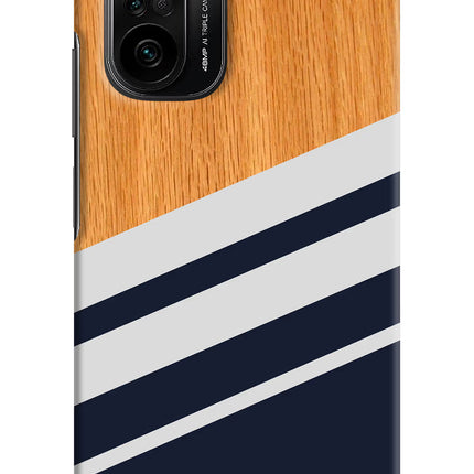Blue and white wooden Mi 11X/11X Pro Hard Case Back Cover by Casekaro