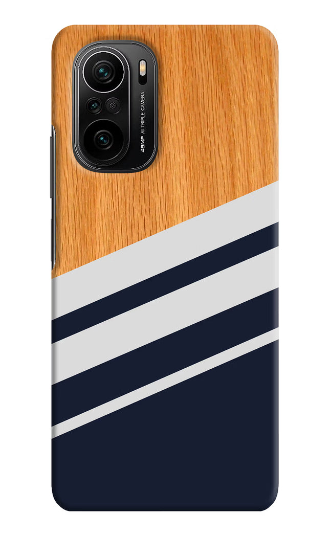 Blue and white wooden Mi 11X/11X Pro Hard Case Back Cover by Casekaro