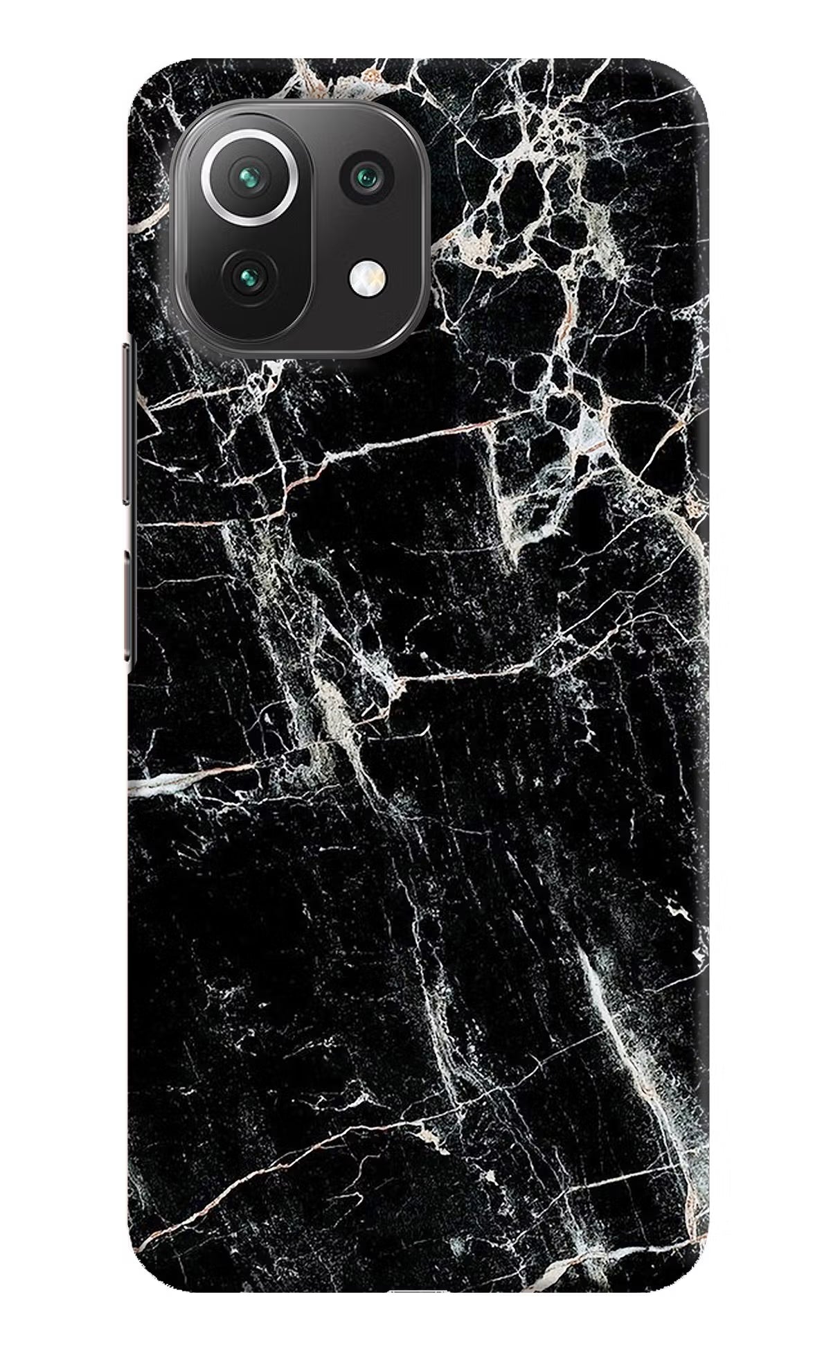 Black Marble Texture Mi 11 Lite Hard Case Back Cover by Casekaro