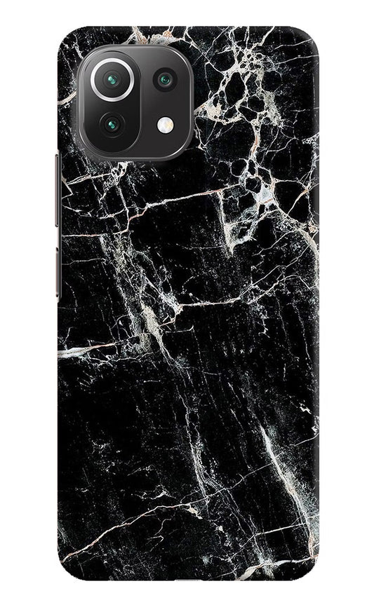 Black Marble Texture Mi 11 Lite Hard Case Back Cover by Casekaro