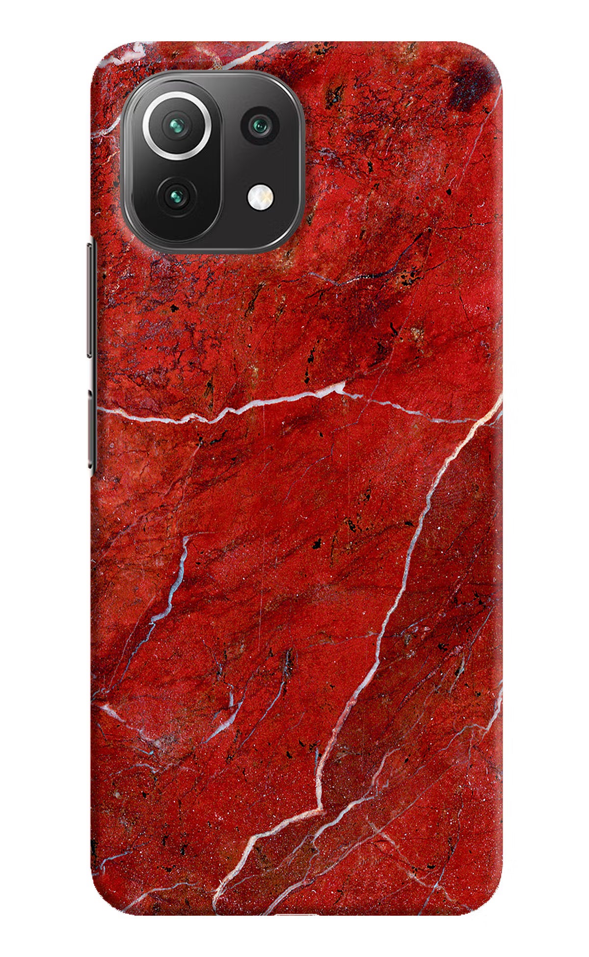 Red Marble Design Mi 11 Lite Hard Case Back Cover by Casekaro