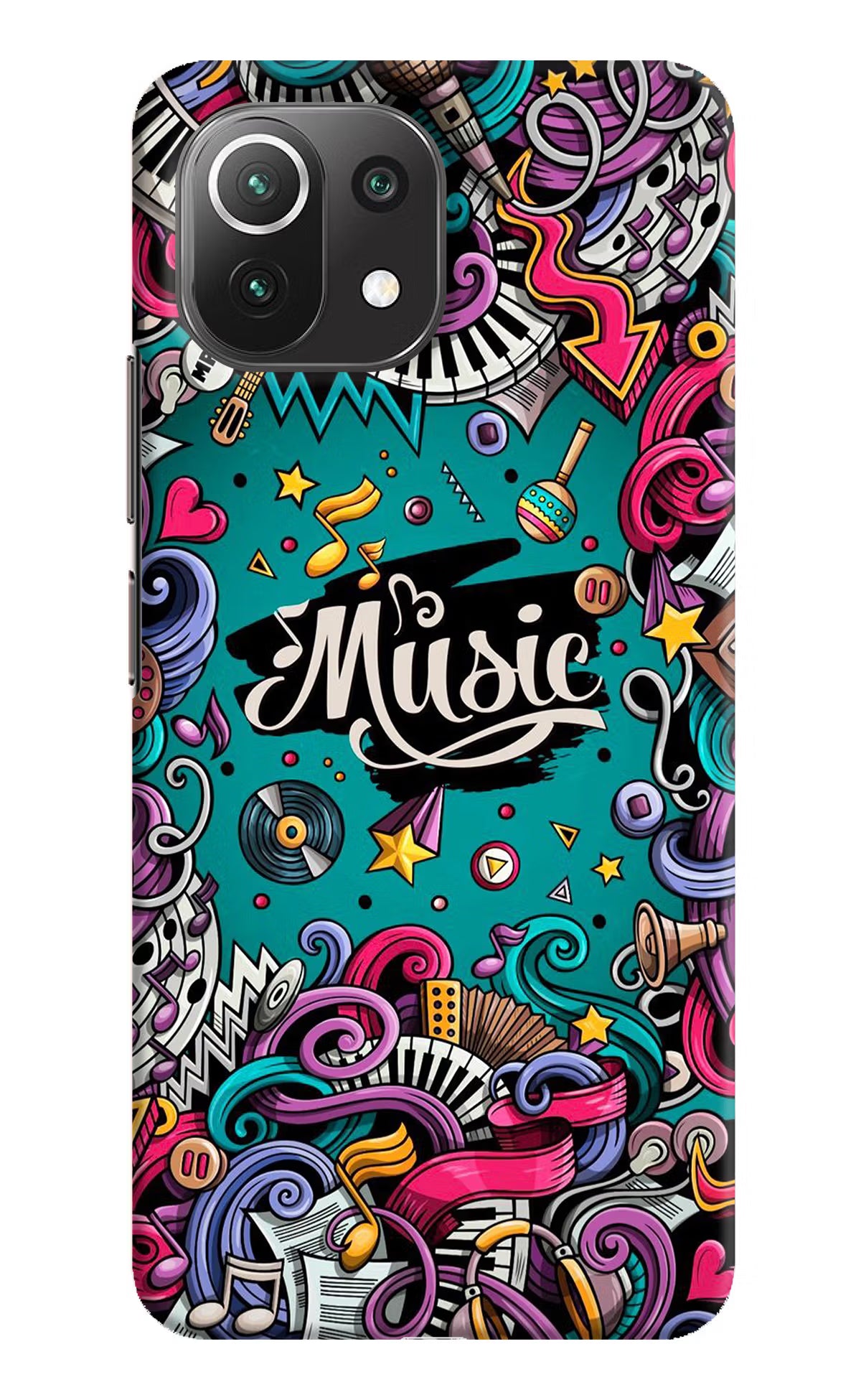 Music Graffiti Mi 11 Lite Hard Case Back Cover by Casekaro