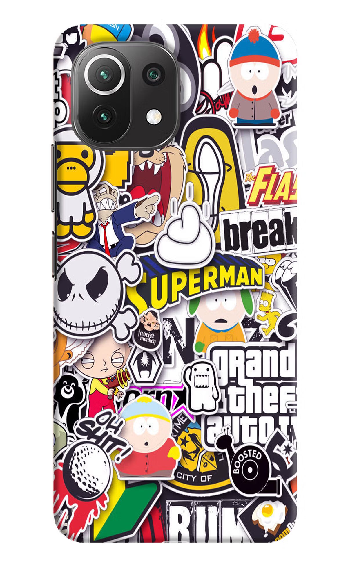 Sticker Bomb Mi 11 Lite Hard Case Back Cover by Casekaro