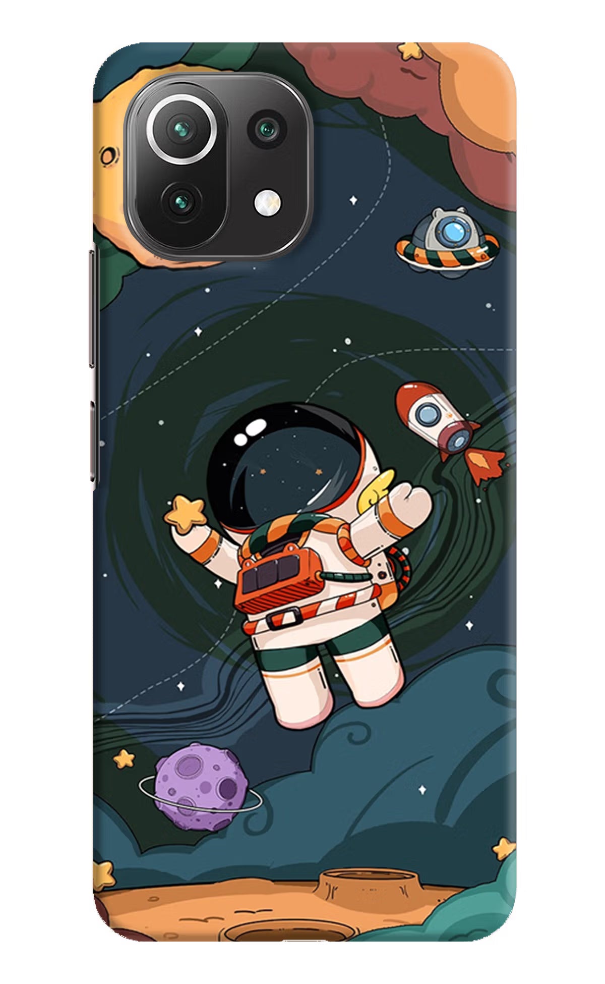 Cartoon Astronaut Mi 11 Lite Hard Case Back Cover by Casekaro