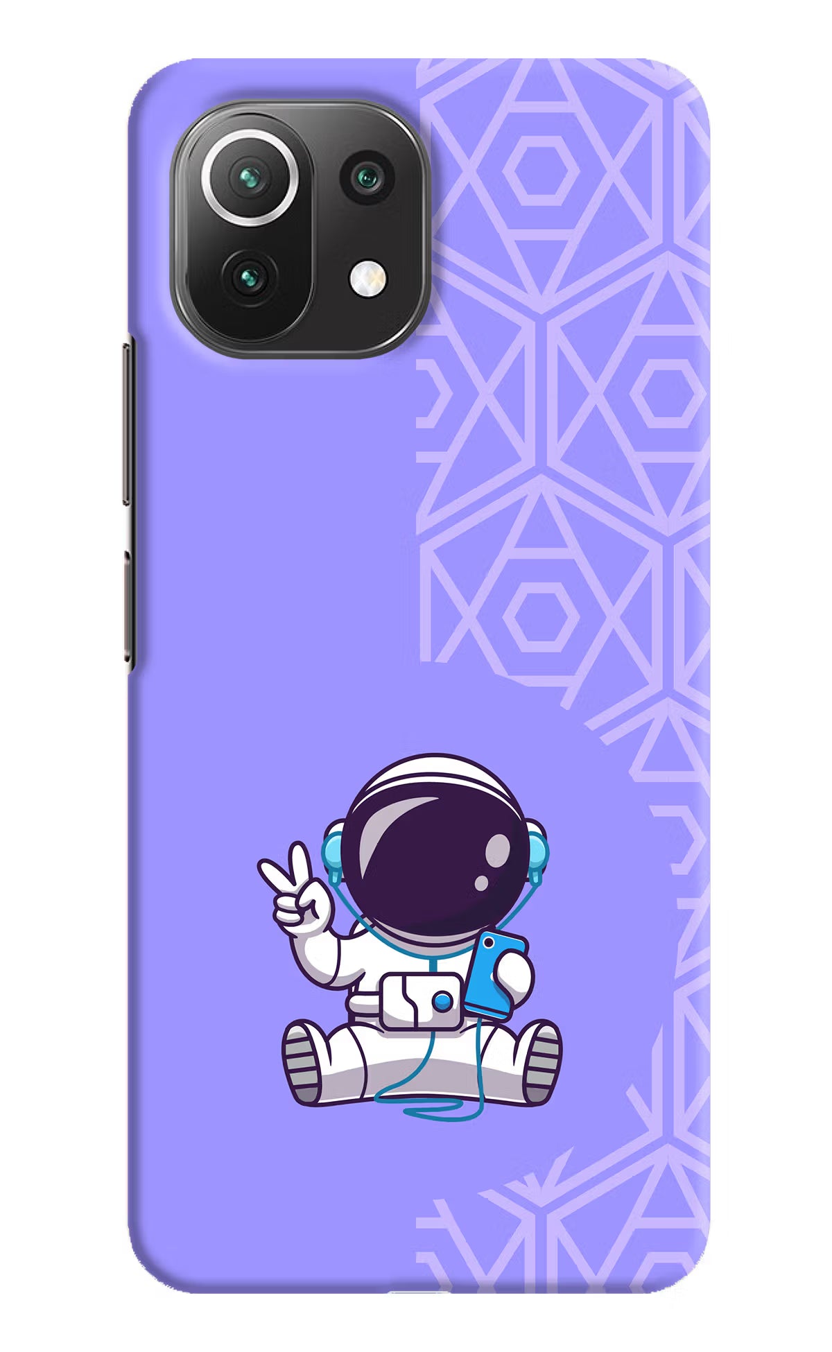 Cute Astronaut Chilling Mi 11 Lite Hard Case Back Cover by Casekaro