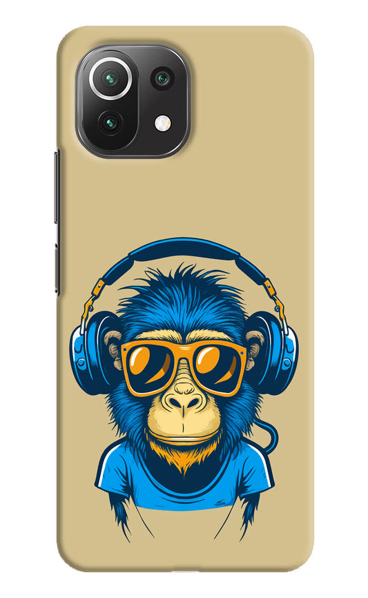 Monkey Headphone Mi 11 Lite Hard Case Back Cover by Casekaro