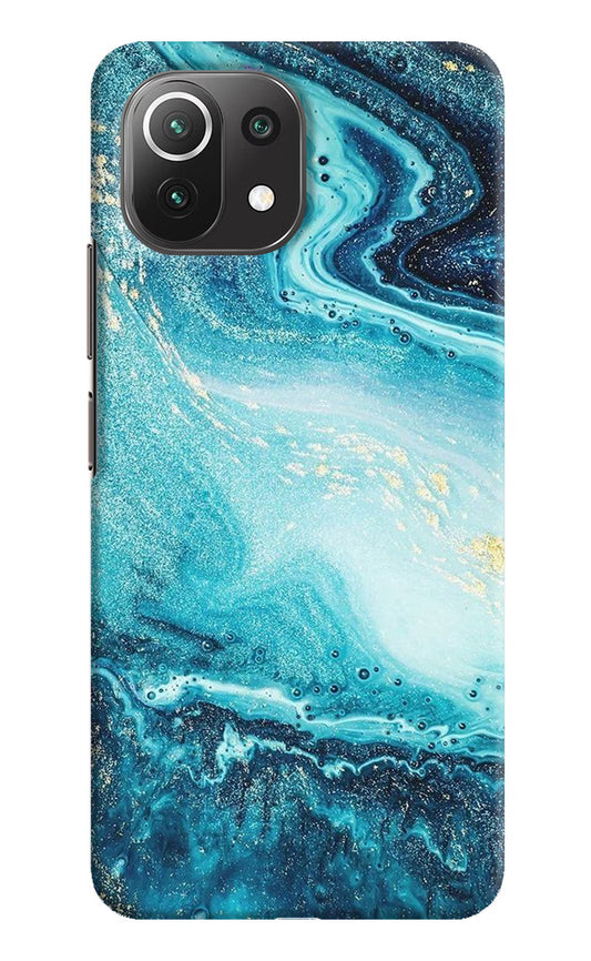 Blue Glitter Marble Mi 11 Lite Hard Case Back Cover by Casekaro