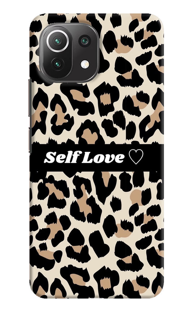 Leopard Print Self Love Mi 11 Lite Hard Case Back Cover by Casekaro