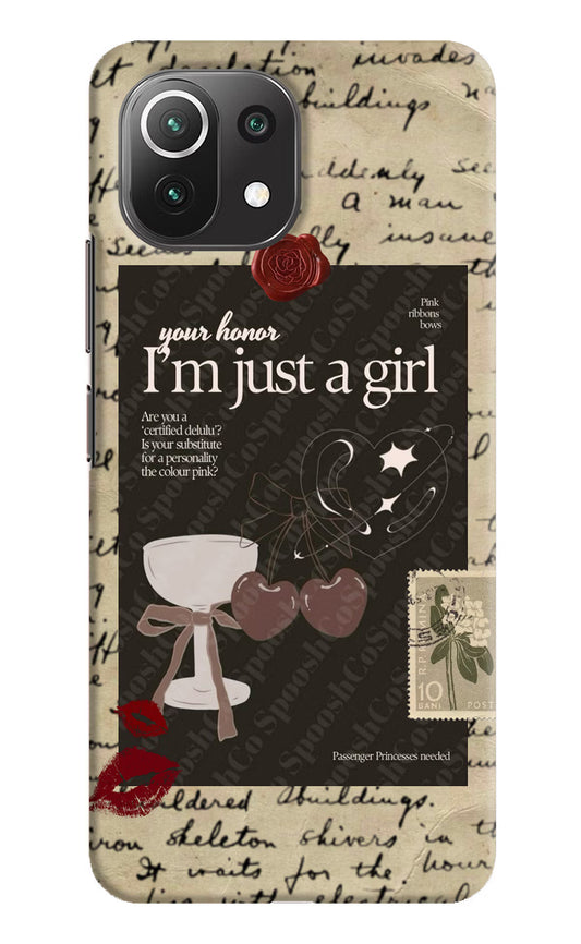 I am just a girl Mi 11 Lite Hard Case Back Cover by Casekaro