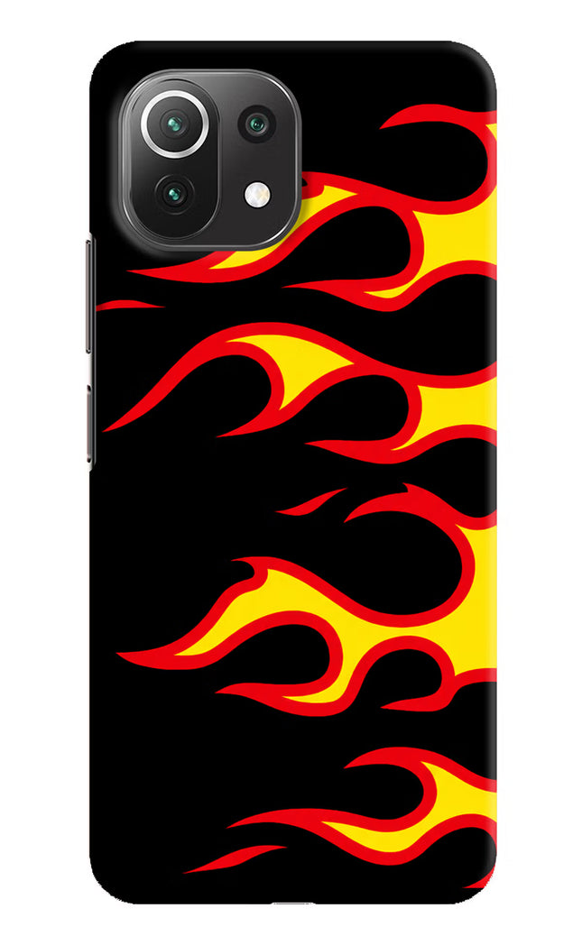 Side Sweep Flames Mi 11 Lite Hard Case Back Cover by Casekaro