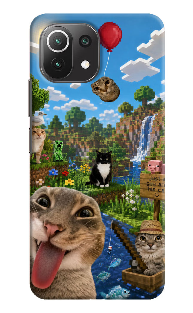 Minecraft Cat Chaos Mi 11 Lite Hard Case Back Cover by Casekaro