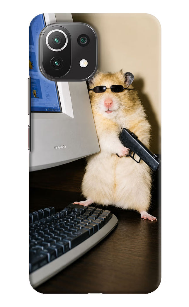 Hacker Hamster Mi 11 Lite Hard Case Back Cover by Casekaro