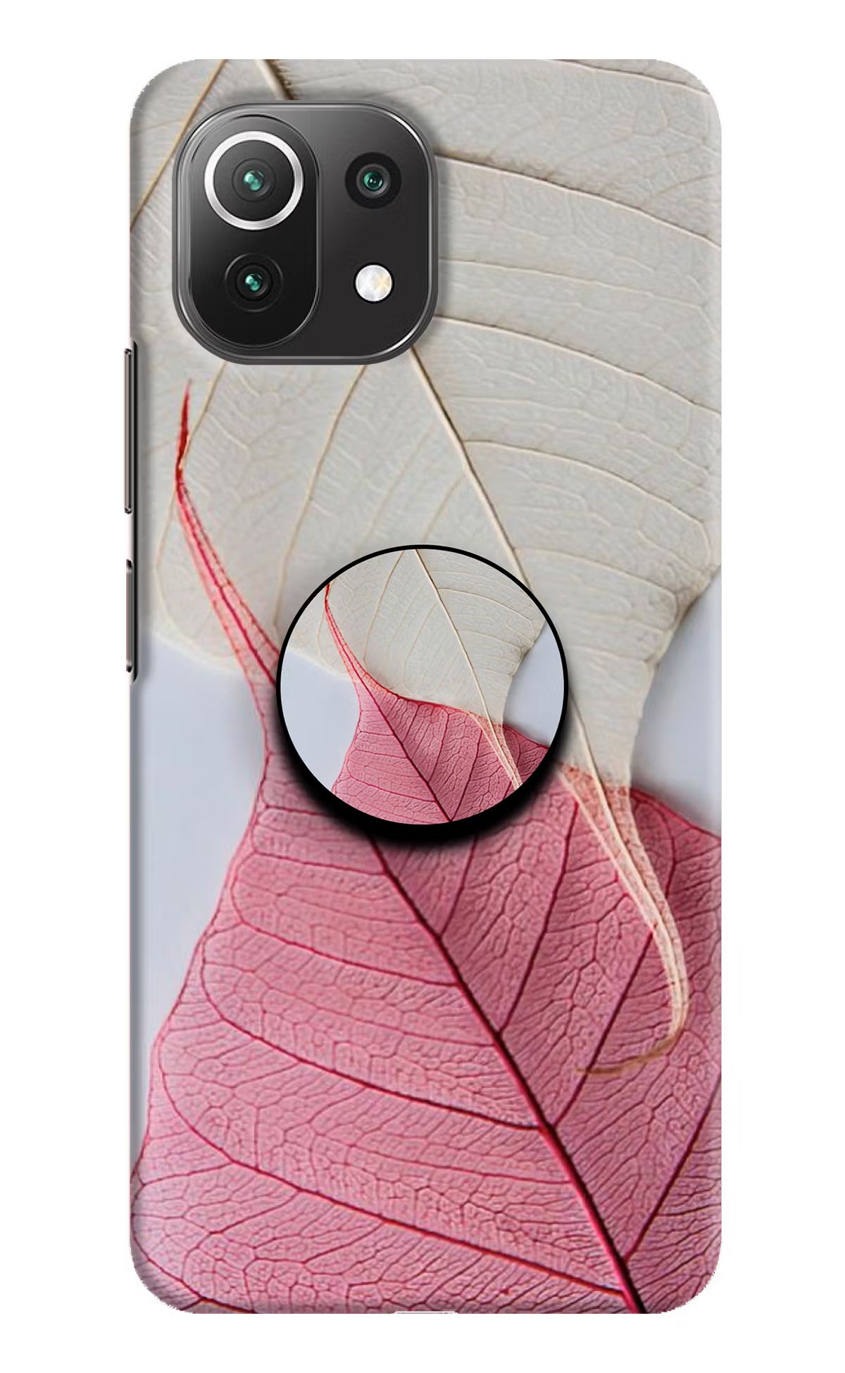 White Pink Leaf Mi 11 Lite Pop Case by Casekaro