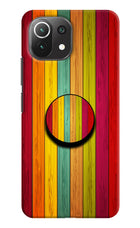 Multicolor Wooden Mi 11 Lite Pop Case by Casekaro