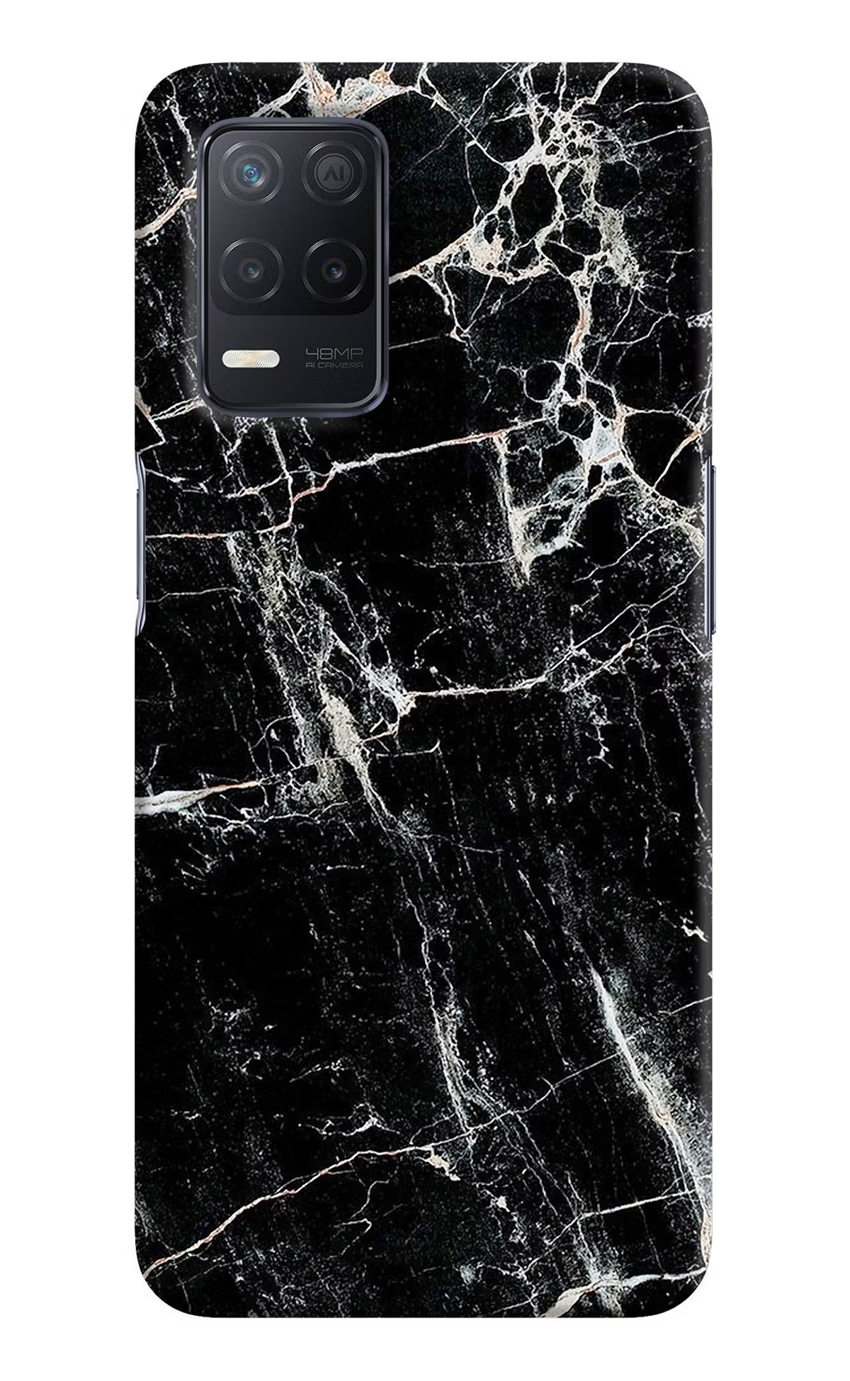 Black Marble Texture Realme 8 5G/8s 5G Hard Case Back Cover by Casekaro