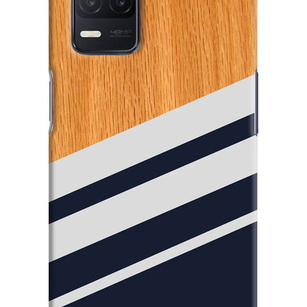 Blue and white wooden Realme 8 5G/8s 5G Hard Case Back Cover by Casekaro