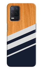 Blue and white wooden Realme 8 5G/8s 5G Hard Case Back Cover by Casekaro