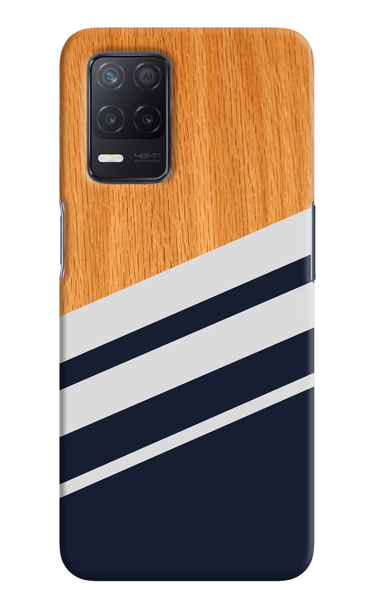 Blue and white wooden Realme 8 5G/8s 5G Hard Case Back Cover by Casekaro