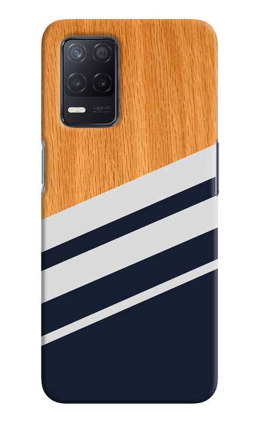 Blue and white wooden Realme 8 5G/8s 5G Hard Case Back Cover by Casekaro
