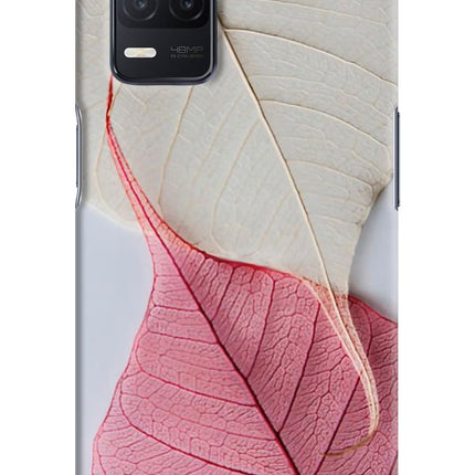 White Pink Leaf Realme 8 5G/8s 5G Hard Case Back Cover by Casekaro