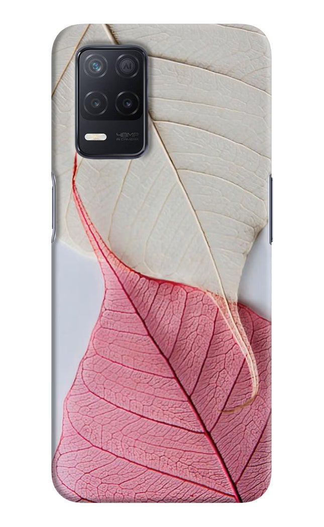 White Pink Leaf Realme 8 5G/8s 5G Hard Case Back Cover by Casekaro