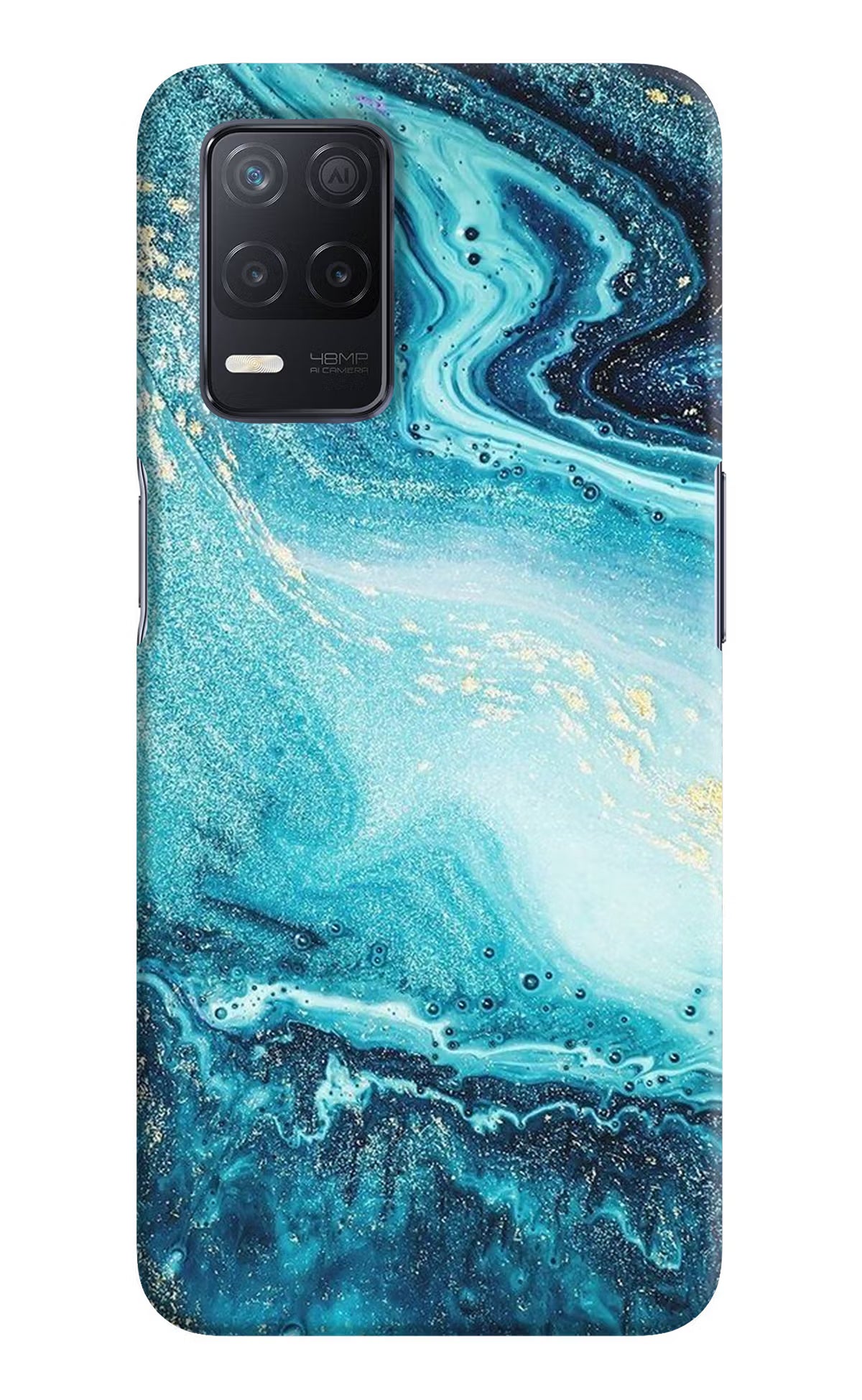 Blue Glitter Marble Realme 8 5G/8s 5G Hard Case Back Cover by Casekaro
