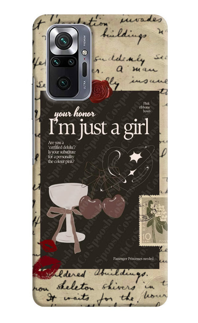 I am just a girl Redmi Note 10 Pro Max Hard Case Back Cover by Casekaro