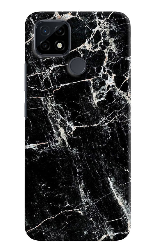 Black Marble Texture Realme C21 Hard Case Back Cover by Casekaro
